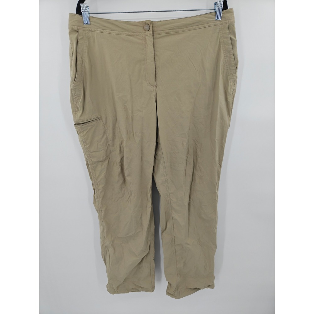 LL Bean Vista Camp Pants Womens 16 Regular Tan Hiking Cargo Trousers Outdoor